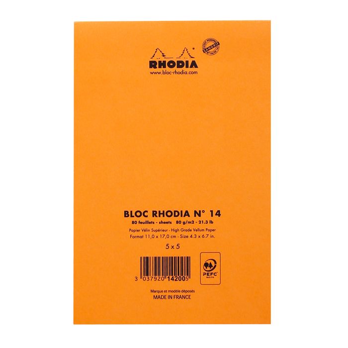 3030920142006-Rhodia - Bloc notes - 11 x 17 cm - petits carreaux - 80g--2