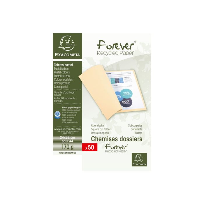 3130634202123-Exacompta Forever 180 - 50 Chemises - 170 gr - pour 200 feuilles - rouge-Avant-0