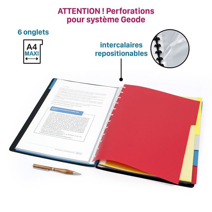3135251526874-Viquel Geode - Intercalaire repositionnable 6 positions - A4 Maxi - polypropylène coloré--4