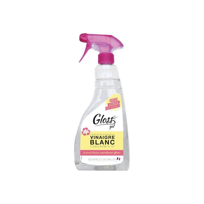 3172358351503-Gloss - Vinaigre Blanc produit de nettoyage / détartrage - vaporisateur 750 ml - citron-Avant-0