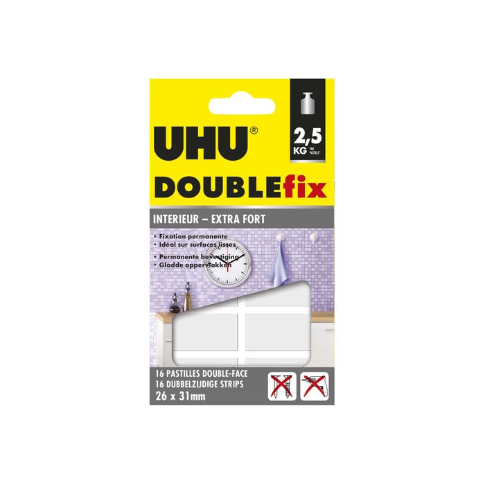 4026700369205-UHU DOUBLEfix - 16 pastilles adhésives - blanc - permanent-Avant-1