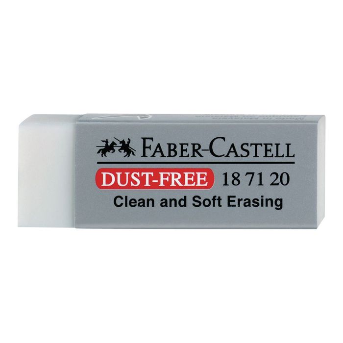 9556089871204-Faber-Castell - Gomme douce en plastique - Sans résidus - Dimensions : 6,3 x 2,2 x 1,2 cm - Blanc-Avant-1