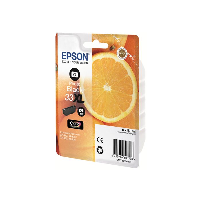 8715946600598-Epson 33XL Oranges - noir photo - cartouche d'encre originale-Angle droit-2