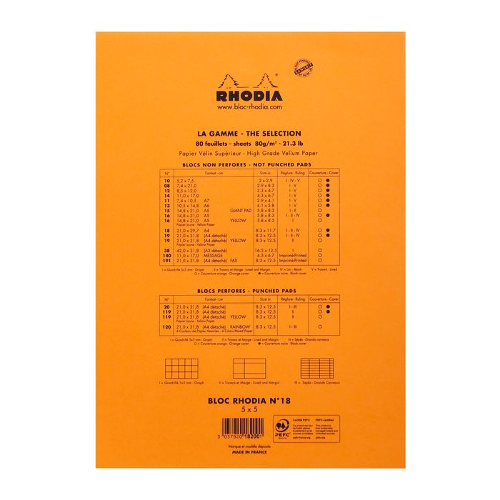 3030920182002-Rhodia - Bloc notes N°18 - A4 - petits carreaux--2