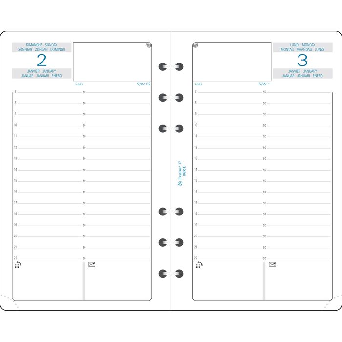 3660942001397-Exacompta Exatime 17 - Recharge pour organiseur - 1 jour par page - 1er semestre - 10,5 x 17,2 cm--0