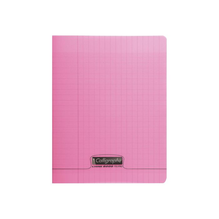 3210330181219-Calligraphe 8000 - Cahier polypro 17 x 22 cm - 96 pages - grands carreaux (Seyes) - rose-Avant-0