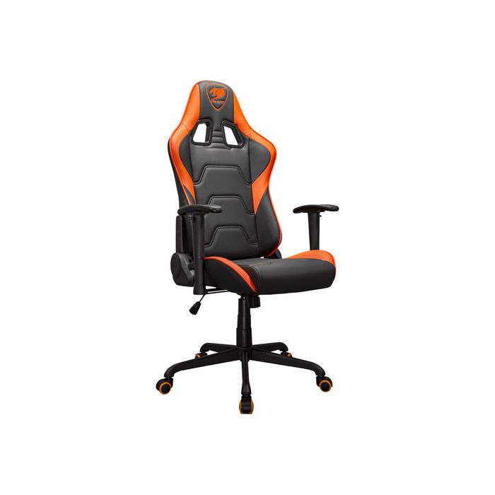 4710483775512-Fauteuil gamer ARMOR Elite - accoudoirs réglables - appui-tête intégré - Noir/orange-Angle gauche-1