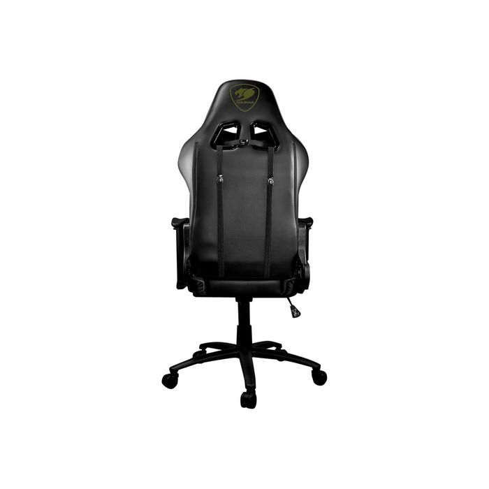 4715302442484-Fauteuil gamer Armor One - accoudoirs réglables - appui-tête intégré - noir et vert-Arrière-1