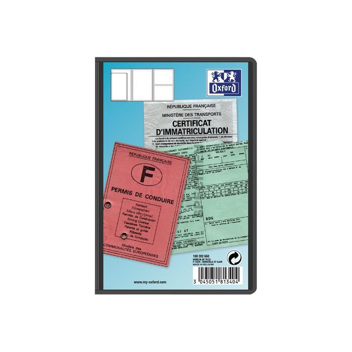 3045051813404-Etui multipapiers de voiture Oxford - 3 volets - PVC 30/100e - noir opaque-Avant-0