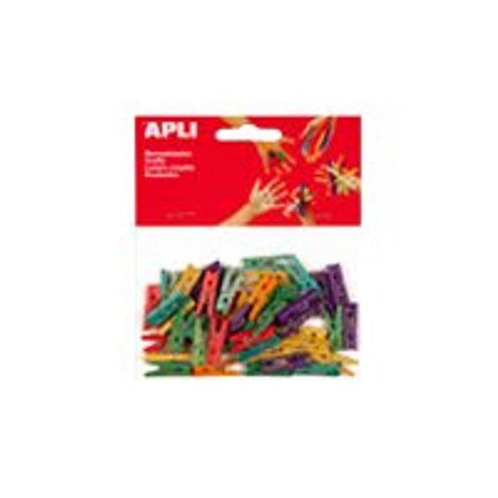 8410782134794-Apli - 45 mini pinces bois - coloris assortis-Avant-0