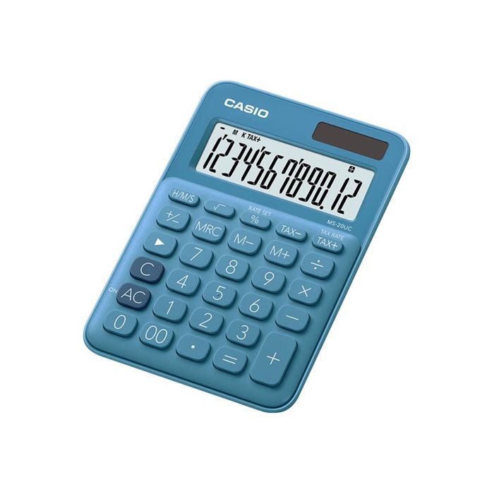 4549526700002-Calculatrice de bureau Casio MS-20UC - 12 chiffres - alimentation batterie et solaire - bleu-Angle droit-0