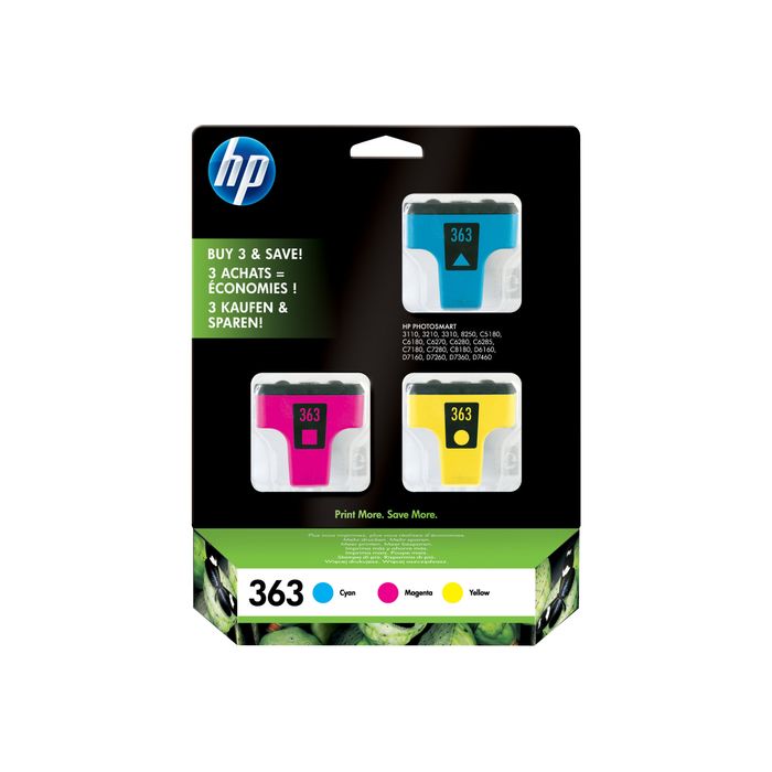 0400791306129-HP 363 - Pack de 3 - 3 couleurs - cartouche d'encre originale (CB333EE)-Avant-1