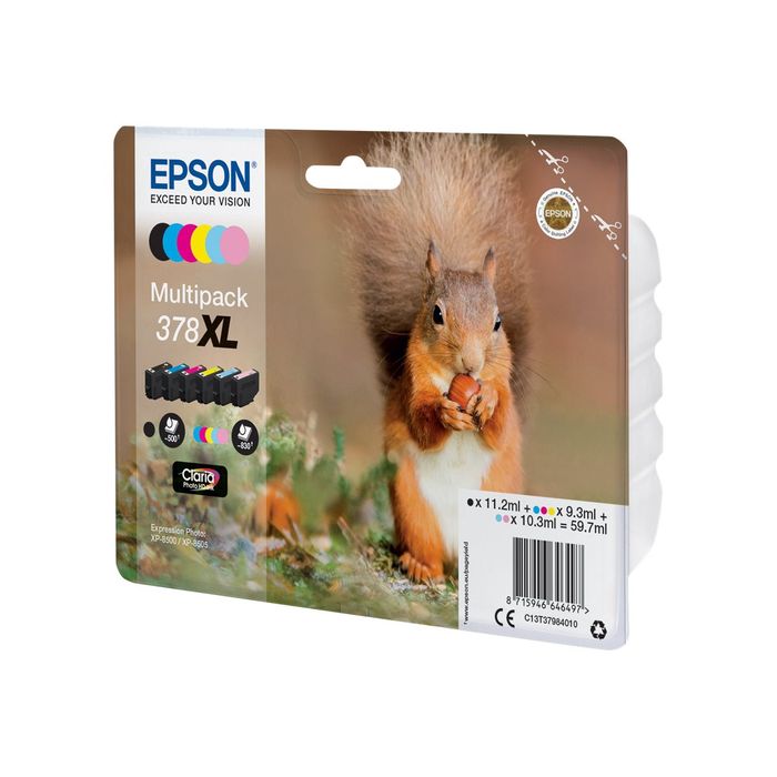 8715946646497-Epson 378XL Ecureuil - pack de 6 - noir, cyan, magenta, jaune, magenta clair, cyan clair - c-Angle droit-0