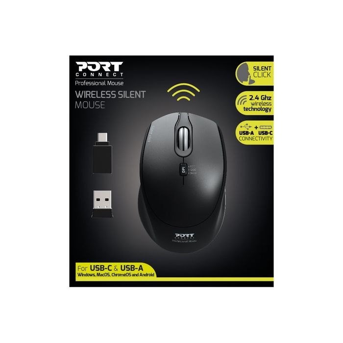 3567049007133-PORT DESIGNS - Souris sans fil - silencieuse - noir-Avant-3