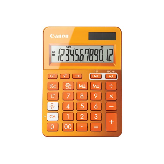 4549292008555-Calculatrice de bureau Canon LS- 123K - 12 chiffres - alimentation batterie et solaire - orange-Avant-1