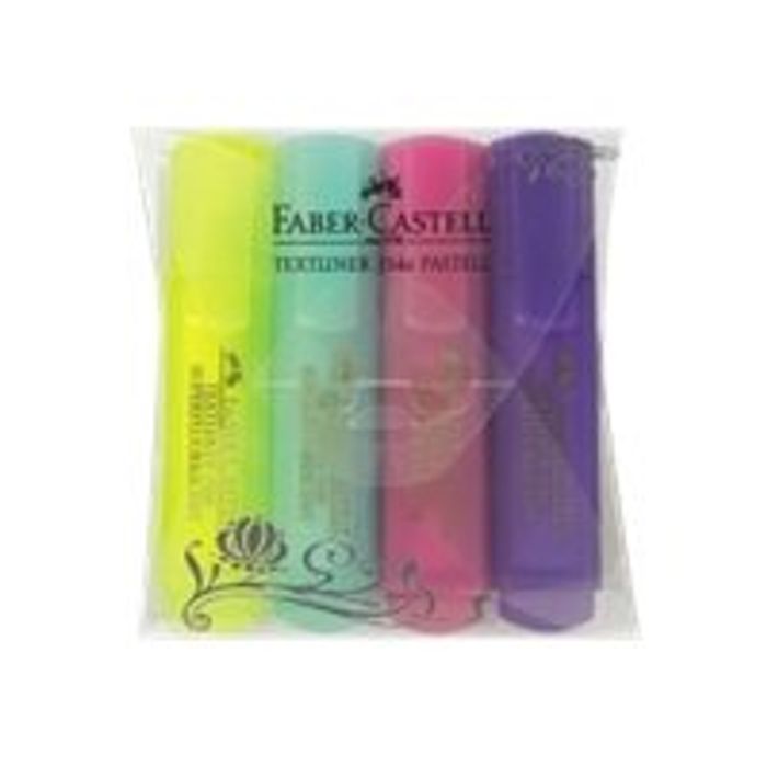 4005401546108-Faber-Castell Textliner 1546 - Pack de 4 surligneurs fluorescents - Couleurs pastels assorties-Avant-3