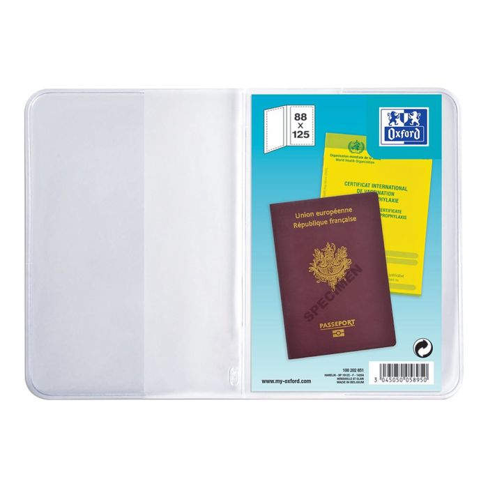 3045051813411-Etui pour passeport Oxford - 2 volets - PVC 20/100e - incolore-Avant-0
