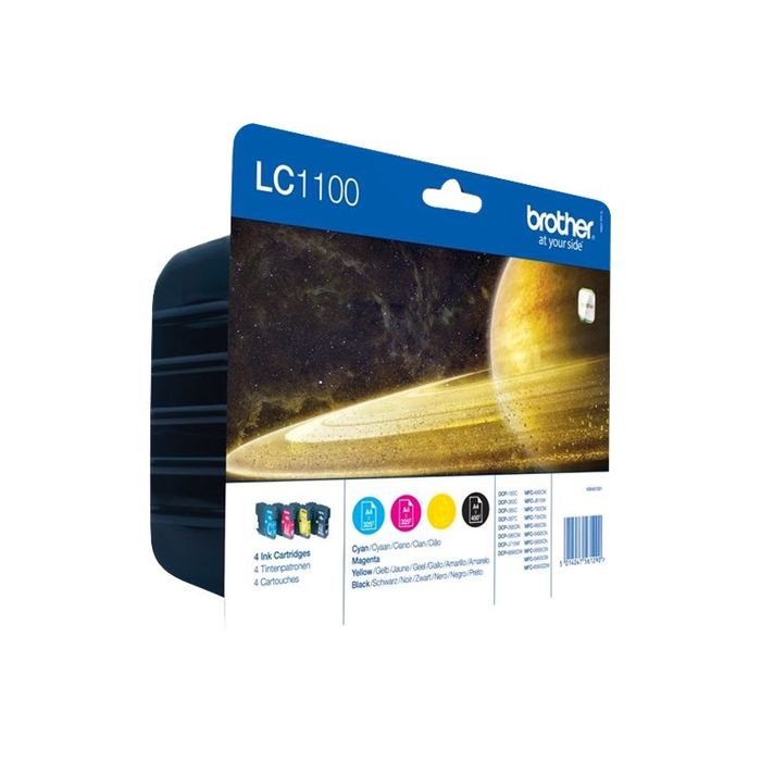 5014047561290-Brother LC1100 - Pack de 4 - noir, cyan, magenta, jaune - cartouche d'encre originale-Angle gauche-3