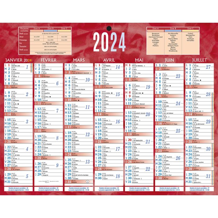 3592930022117-Bouchut 215 - Calendrier bancaire 7 mois par face - 21 x 26,5 cm - rouge--0