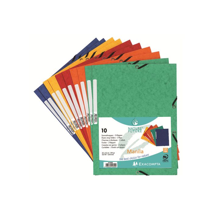 3130632553005-Exacompta Nature Future - 10 Chemises à 3 rabats - A4 - pour 250 feuilles - couleurs assort-Multi-angle-6