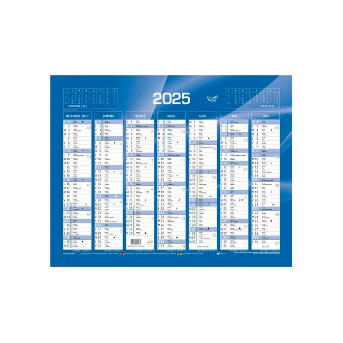 3371010201235-Quo Vadis - Calendrier bancaire 7 mois par face - 33,5 x 43 cm - bleu--0