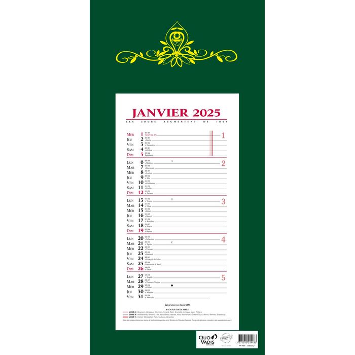 3371010214433-Quo Vadis Skytos - Calendrier bloc mensuel - 16 x 33,5 cm - disponible dans différentes couleurs--2