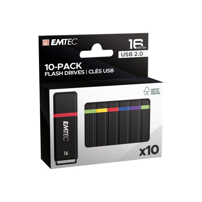 3126170178633-EMTEC K100 - Pack de 10 clés USB - 16 Go - USB 2.0-Angle gauche-0