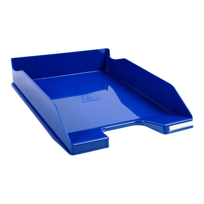 9002493115965-Exacompta COMBO Glossy - Corbeille à courrier bleu royal-Angle gauche-0