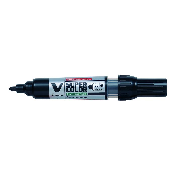 4902505356988-PILOT V SUPER COLOR RECHARGEABLE - Marqueur permanent - pointe ogive - noir-Angle gauche-0