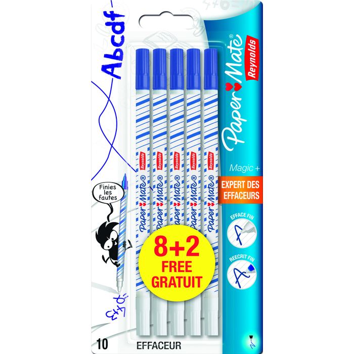 3026980273408-Paper Mate - Pack de 10 effaceurs réécriveurs - Magic+--0