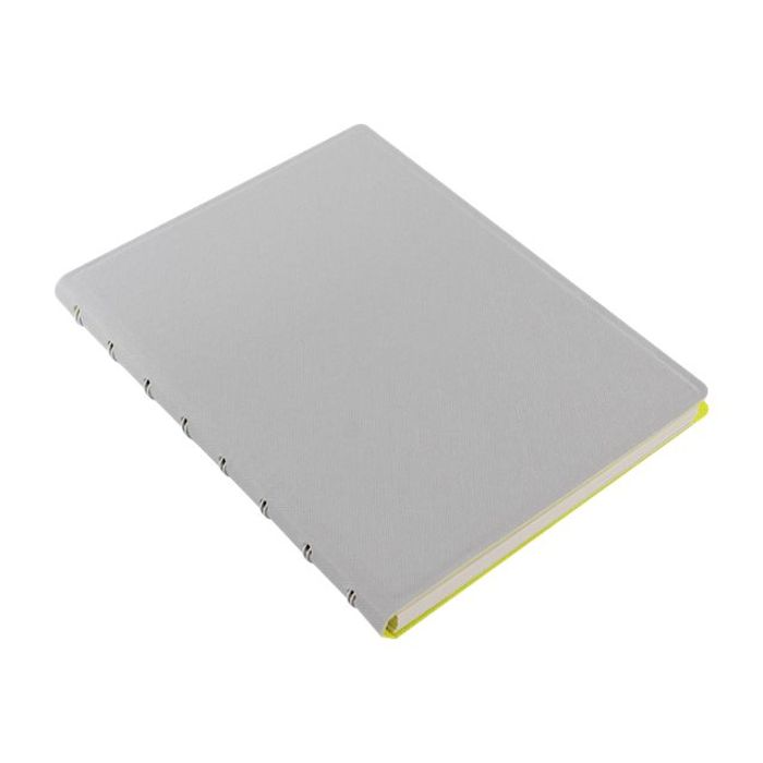 5015142269395-Filofax Saffiano - Carnet de notes à spirale A5 - gris/jaune fluo-Angle gauche-2