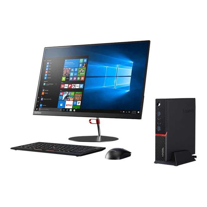 0192563939498-Lenovo ThinkCentre M715Q Tiny - AMD A6 PRO 9500E - 4 Go - 1 To - Win 10 Pro-Angle droit-1