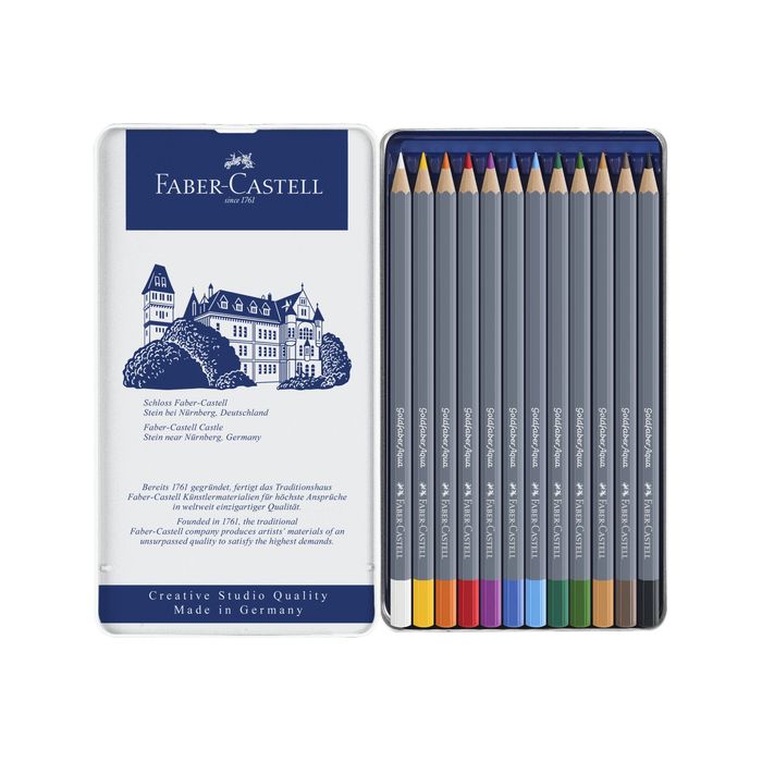 4005401146124-Faber-Castell Goldfaber Aqua - 12 Crayons de couleur aquarellables - couleurs assorties-Avant-0