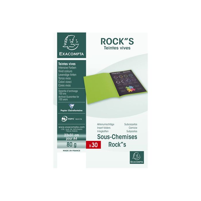 3288588070135-Exacompta Rock"s - 30 Sous-chemises - 80 gr - pour 100 feuilles - menthe-Avant-3