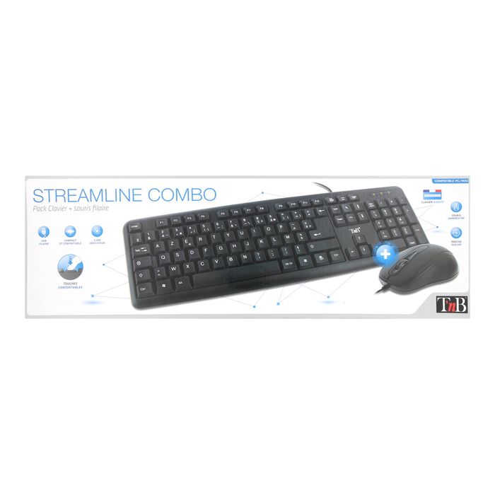 3303170071915-T'nB STREAMLINE COMBO - ensemble clavier et souris - noir-Avant-2