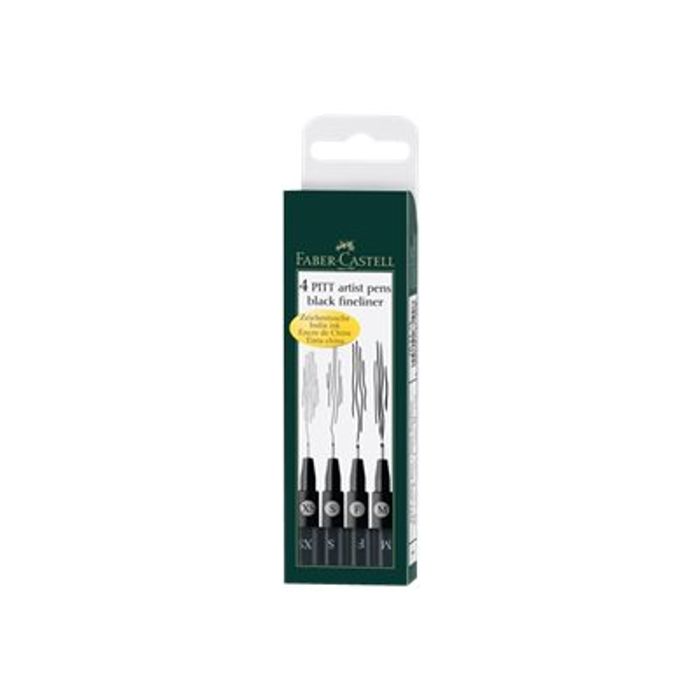 4005401671152-Faber-Castell Pitt Artist - Pack de 4 feutres à l'encre de Chine - noir-Angle gauche-1