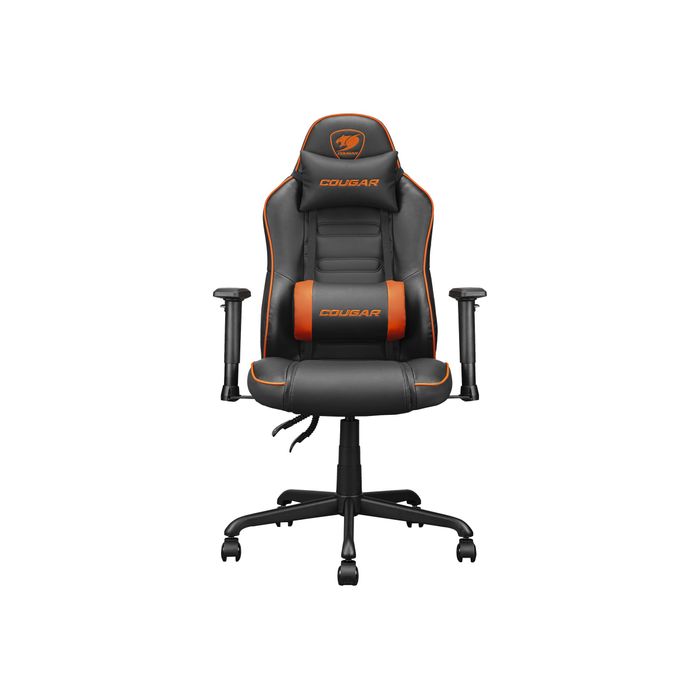 4710483775161-Fauteuil gamer FUSION S - accoudoirs réglables - appui-tête intégré - noir/orange-Avant-0