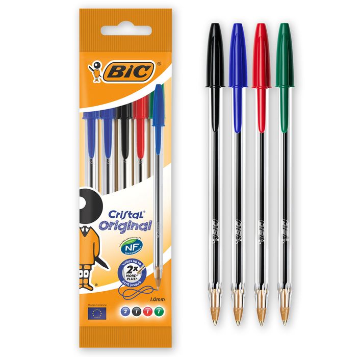 0070330100763-BIC Cristal - Pack de 5 Stylos à bille - couleurs assorties - 1 mm--0