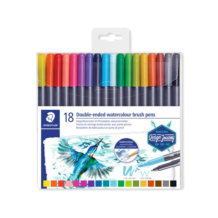 4007817042830-STAEDTLER Design Journey - 18 Feutres double pointe - couleurs assorties--0