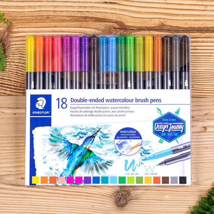 4007817042830-STAEDTLER Design Journey - 18 Feutres double pointe - couleurs assorties--3