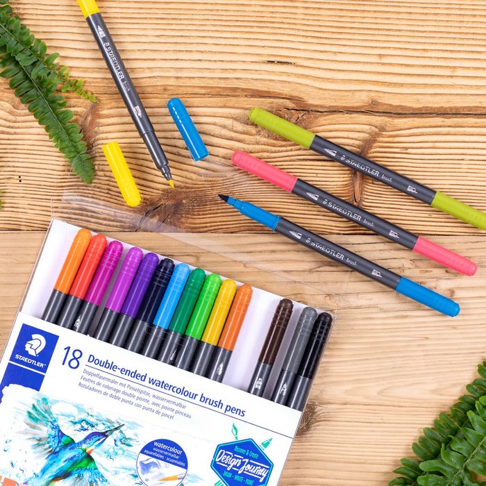 4007817042830-STAEDTLER Design Journey - 18 Feutres double pointe - couleurs assorties--4