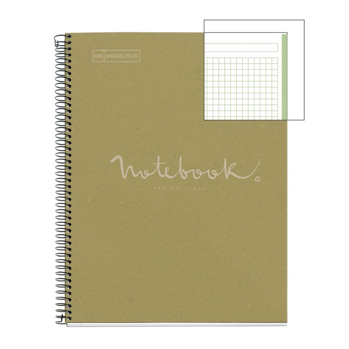 8422593060919-Notebook ECO EMOTIONS, carton recyclé, A4, quadrillage 5x5 mm, 80 feuilles de 1 couleur, Miquelrius, V--1