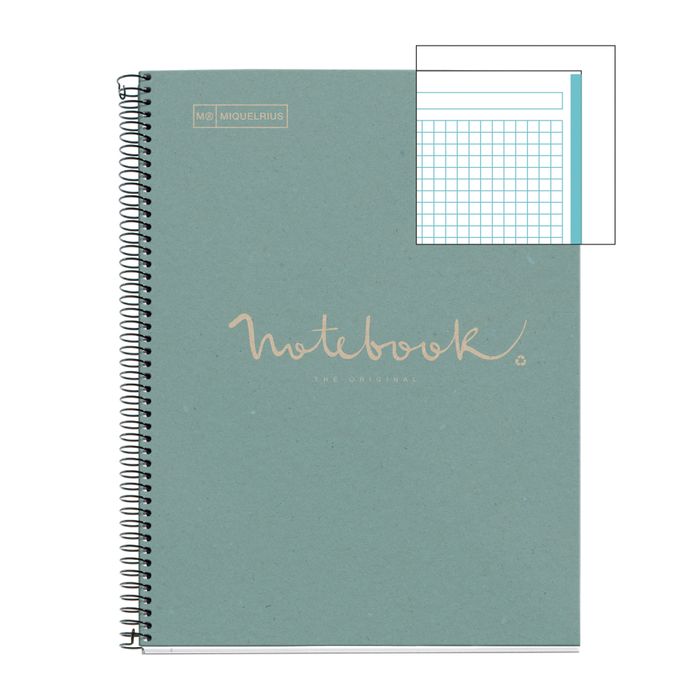 8422593060926-Notebook ECO EMOTIONS, carton recyclé, A4, quadrillage 5x5 mm, 80 feuilles de 1 couleur, Miquelrius, B--1