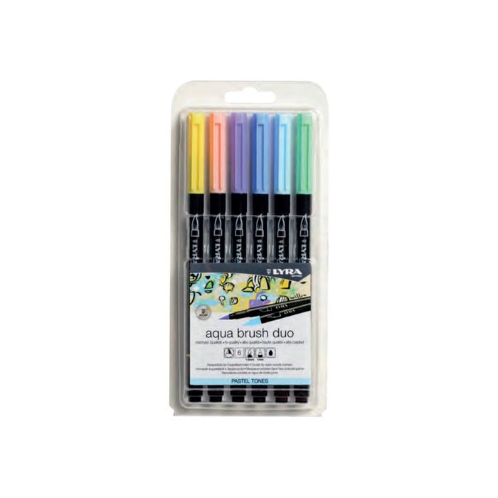 4084900610190-Lyra Aqua Brush Duo - 6 Feutres pinceaux - différentes couleurs pastels-Avant-0