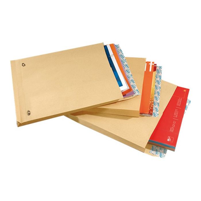 3250650049554-GPV Pack'n Post - 250 Pochettes kraft à soufflets 260 x 330 mm - 120 gr - bande adhésive-Angle droit-3