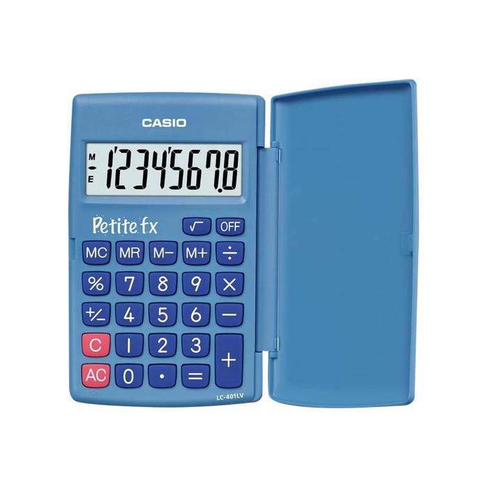 0400002822226-Calculatrice de poche Casio Petit-FX LC-401LV - 8 chiffres - alimentation batterie - bleu-Avant-0