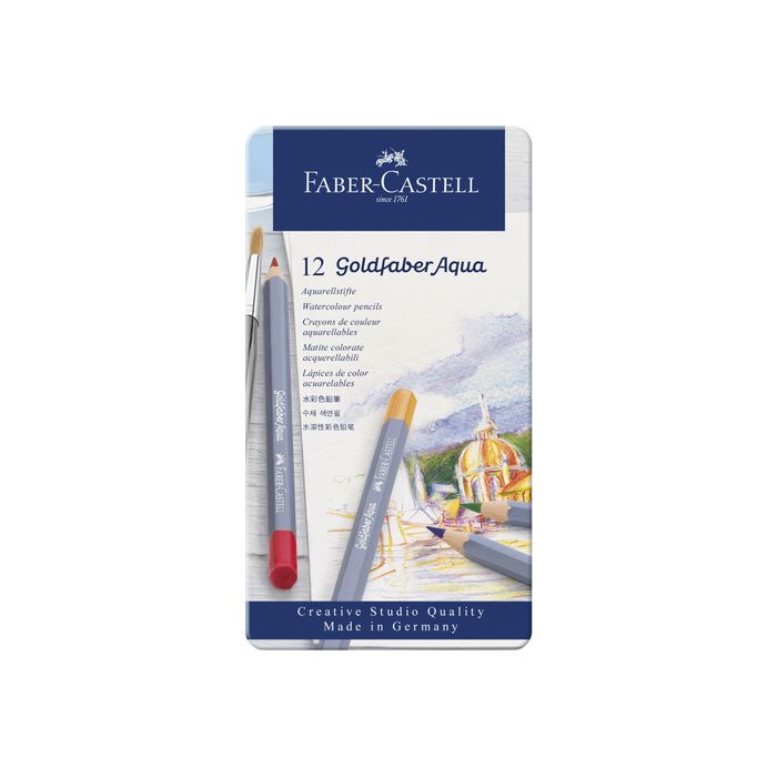 4005401146124-Faber-Castell Goldfaber Aqua - 12 Crayons de couleur aquarellables - couleurs assorties-Avant-1