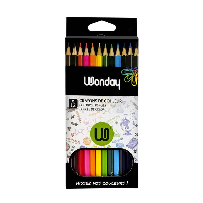 3457703630336-Wonday - 12 Crayons de couleur - pointe moyenne--0