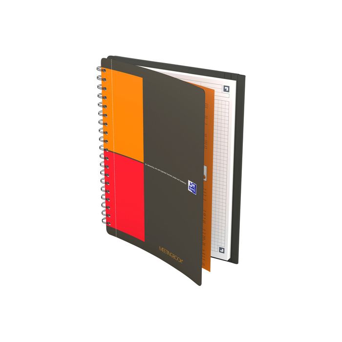 3020120097459-Oxford Meetingbook - Cahier à spirale B5 - 160 pages - petits carreaux (5x5 mm)-Angle droit-0