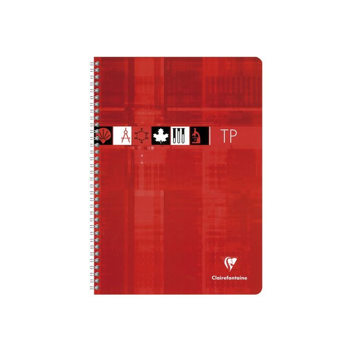 3329680893700-Clairefontaine - Cahier spiralé de travaux pratiques (TP) - A4 (21x29,7 cm) - 80 pages - grands carreaux (Seyes)/uni - disponible dans-Avant-0